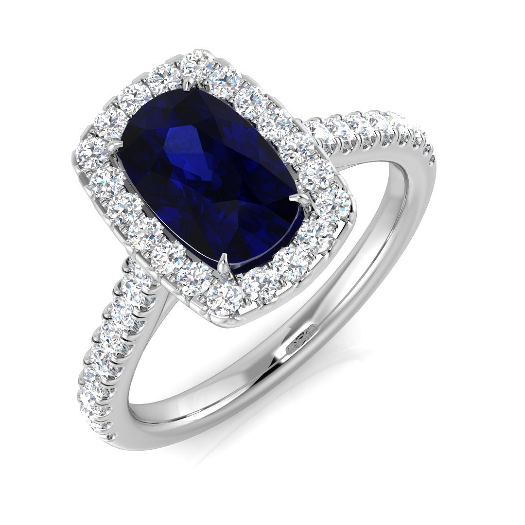 1.85 ct Blue Sapphire Cushion Ring