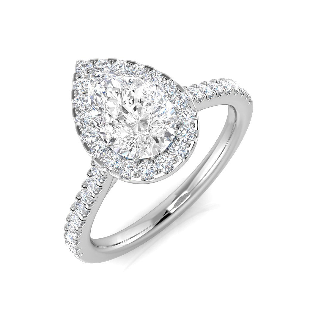 1.3 ct Natural Diamond Pear Ring