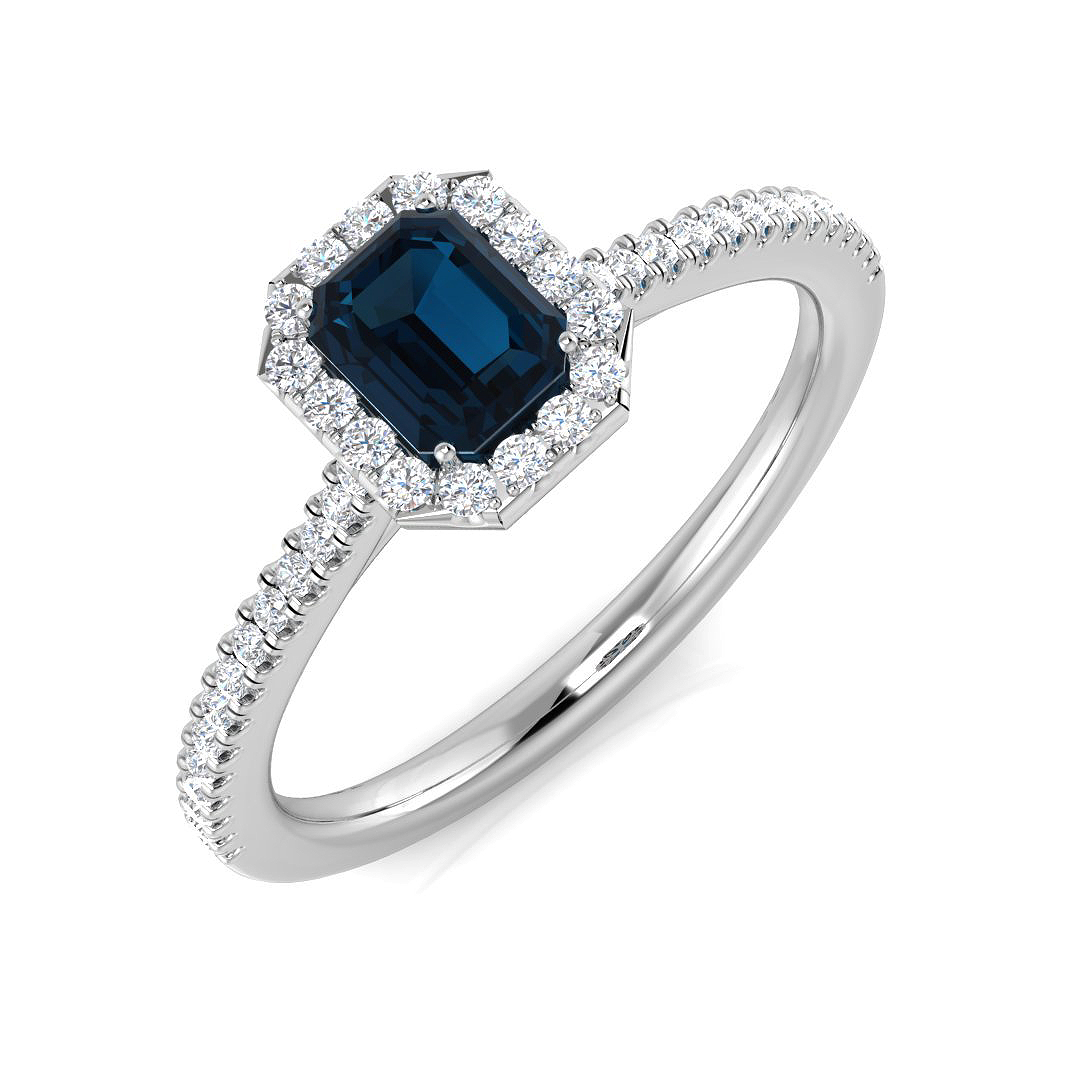 0.7 ct Blue Sapphire Radiant Ring
