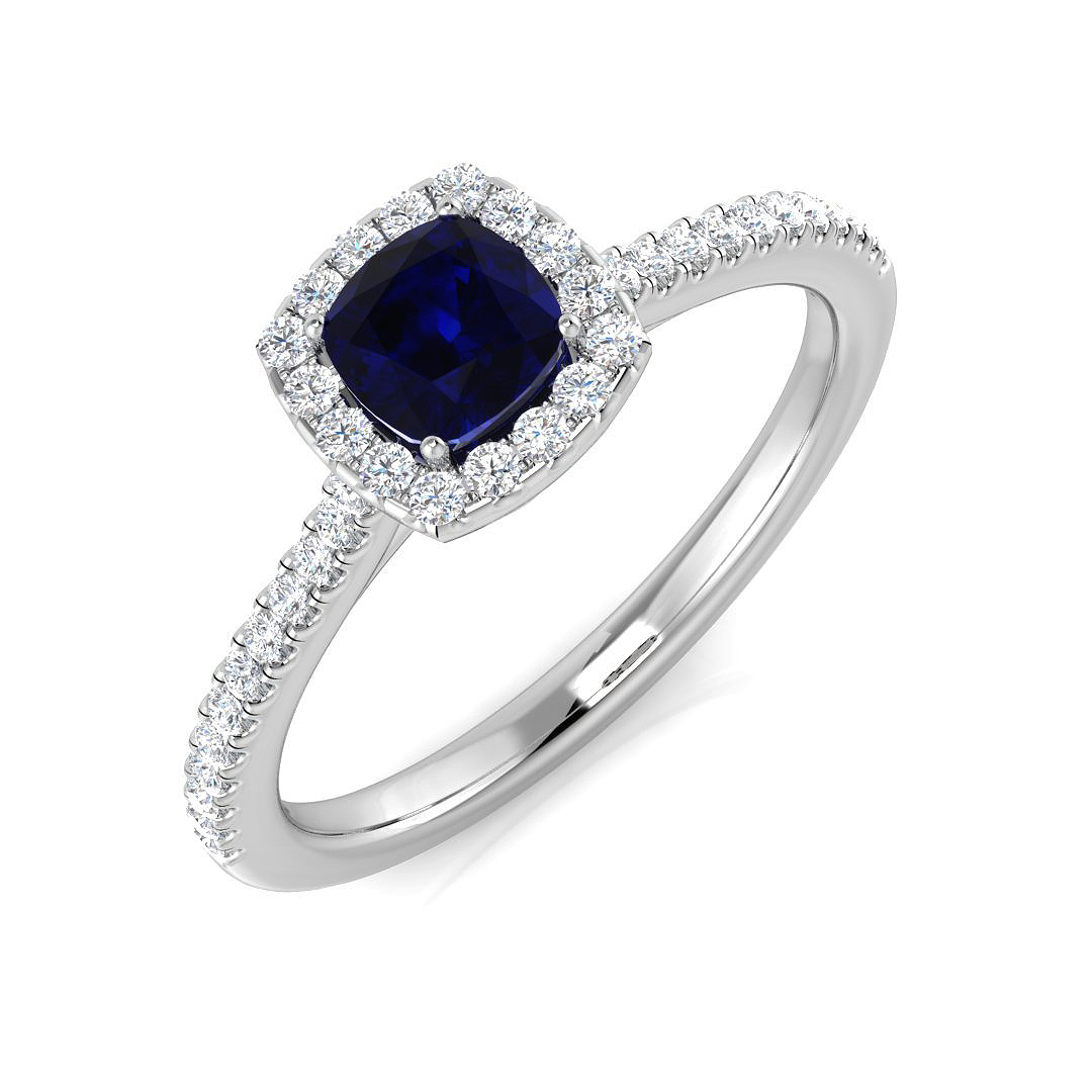 0.65 ct Blue Sapphire Cushion Ring