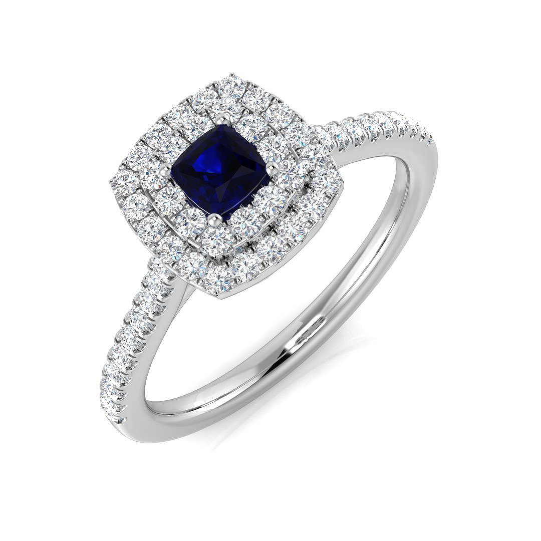 0.45 ct Blue Sapphire Cushion Ring