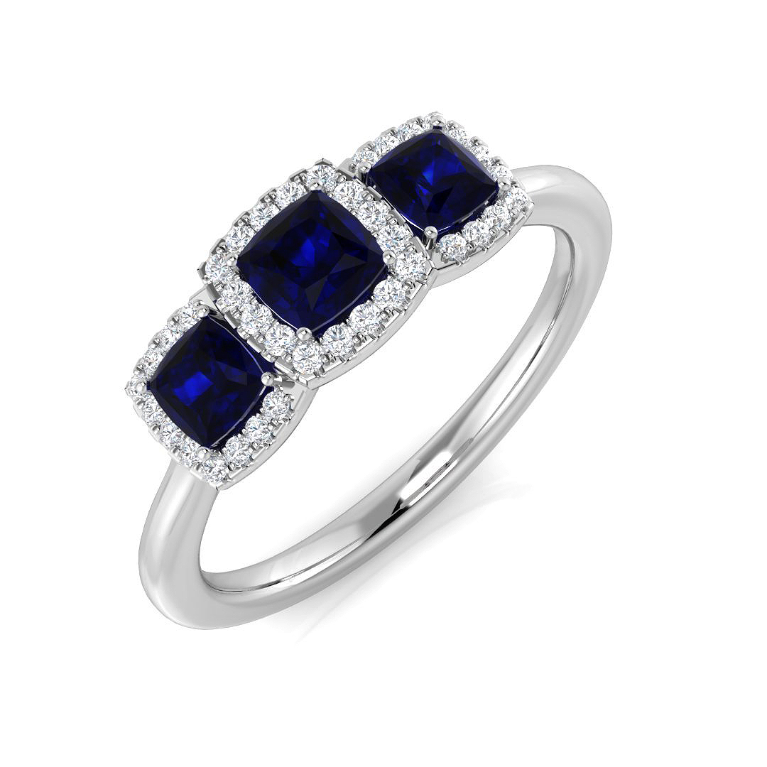 0.65 ct Blue Sapphire Cushion Ring