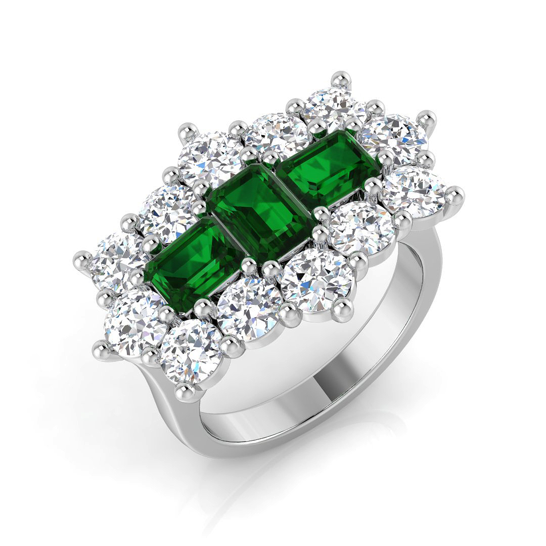 4 ct Natural Diamond Emerald Ring