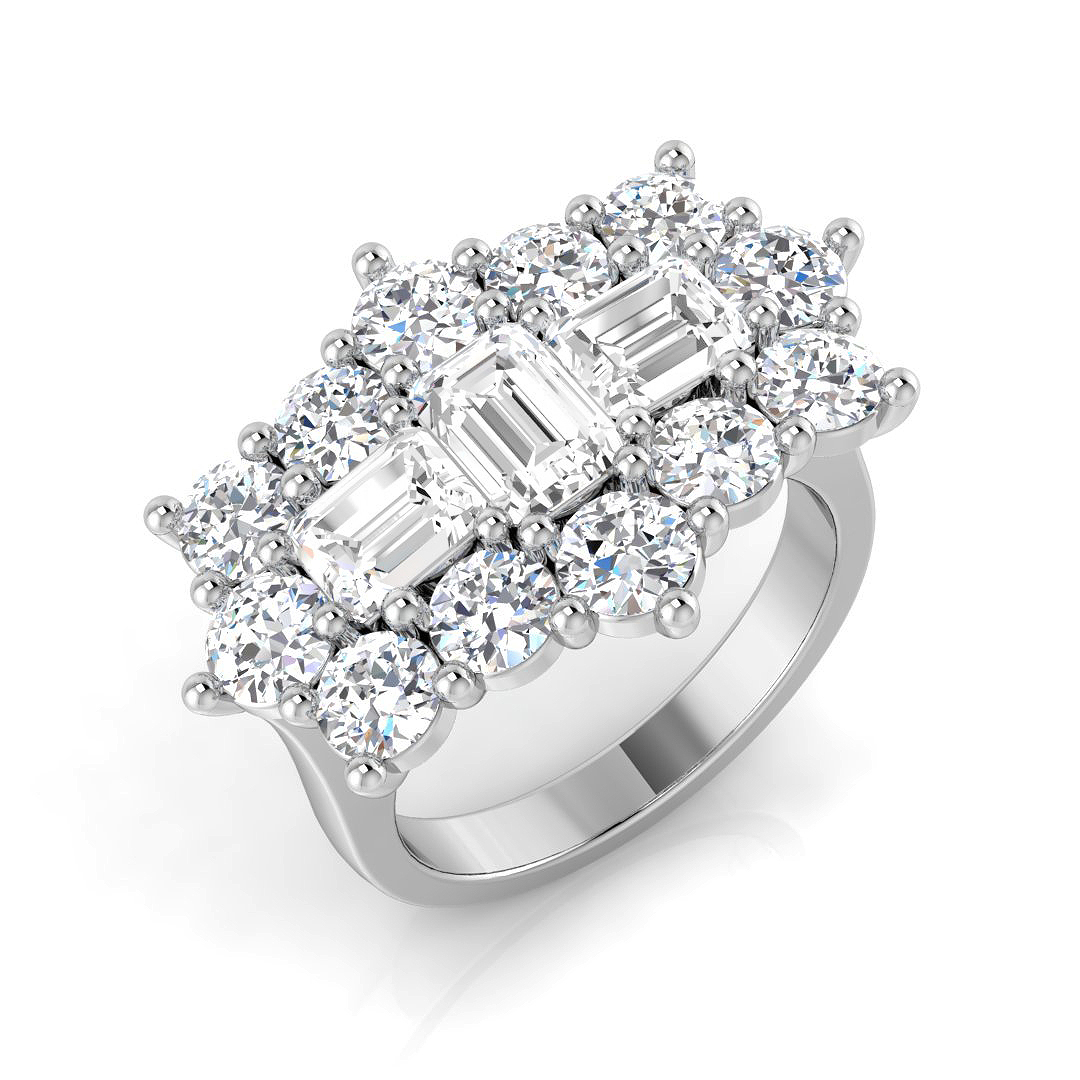 4.1 ct Natural Diamond Emerald Ring