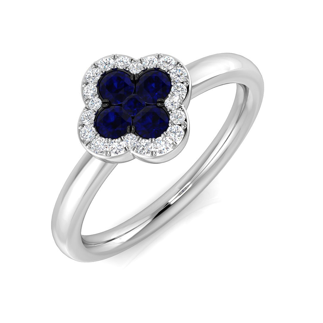 0.45 Ct Blue Sapphire Round Cut  in Platinum(950)