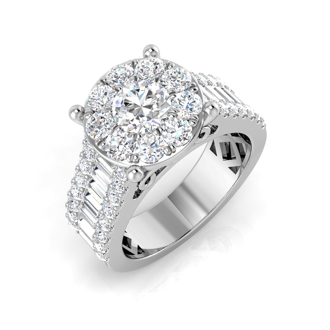 3.2 ct Natural Diamond Baguette Ring