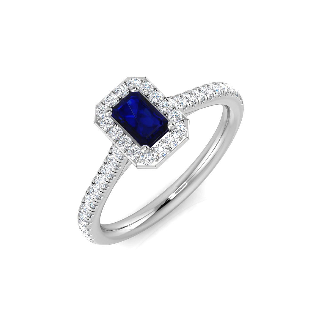 0.55 ct Blue Sapphire Emerald Ring
