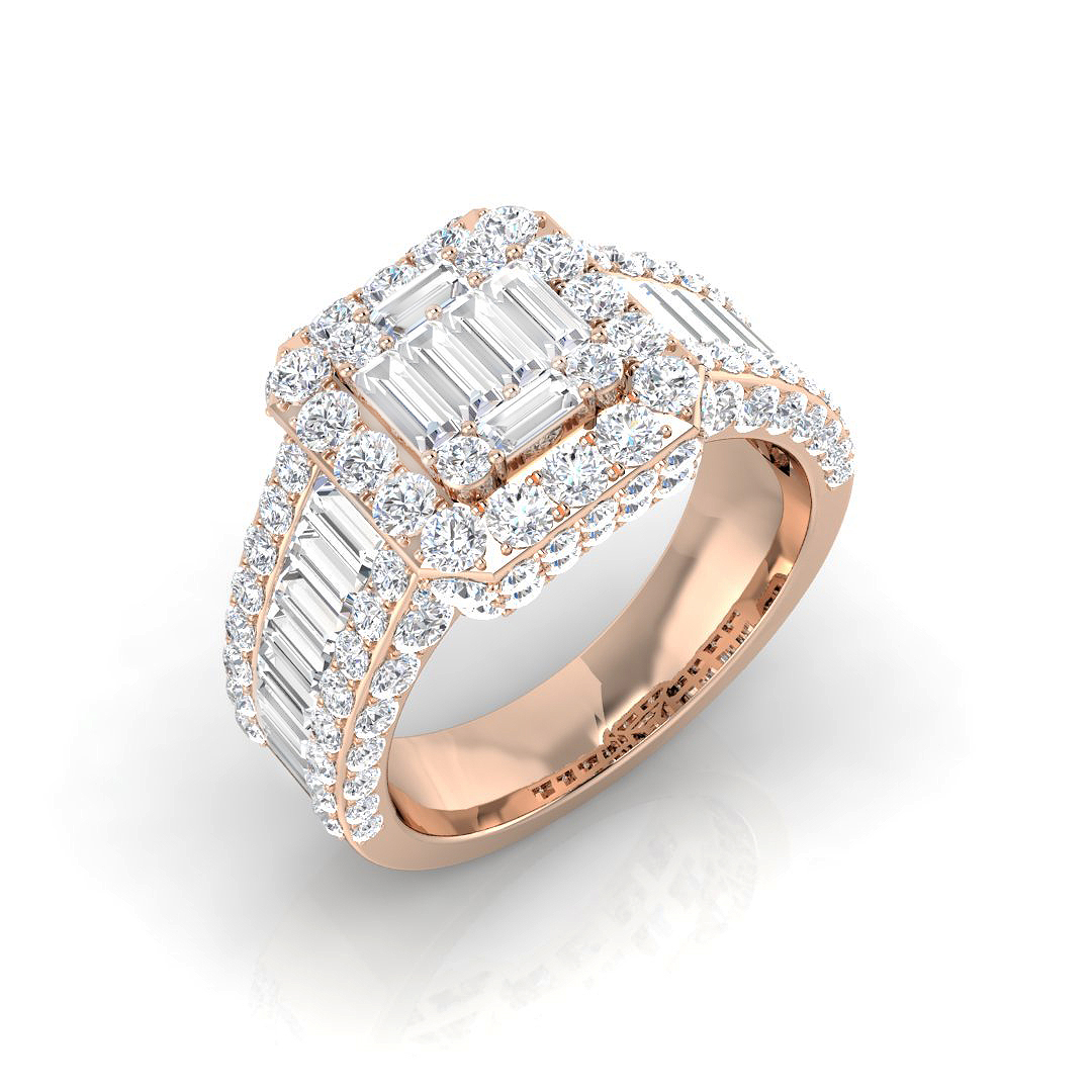 3.7 ct Natural Diamond Baguette Ring