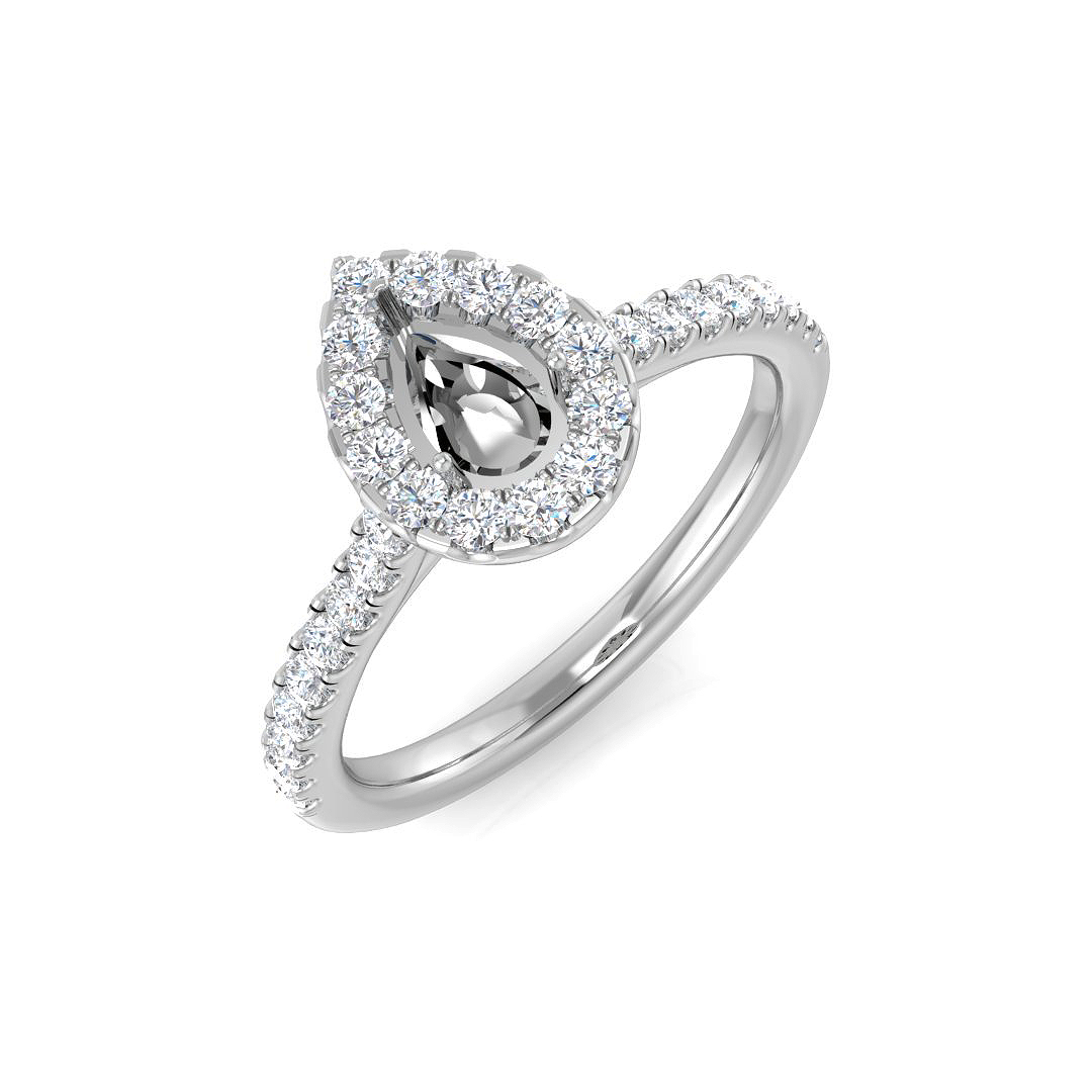 0.9 ct Natural Diamond Pear Ring