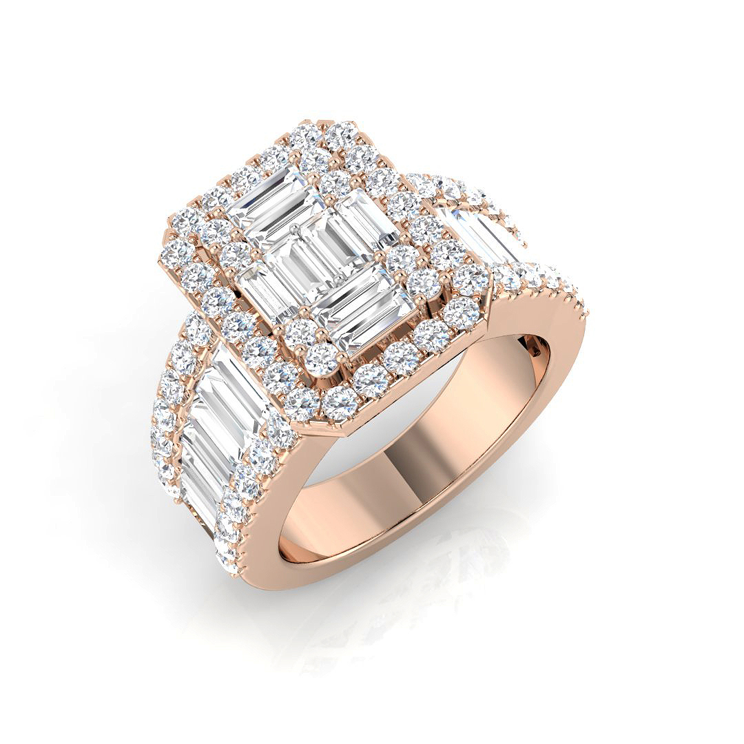 2.3 ct Natural Diamond Baguette Ring