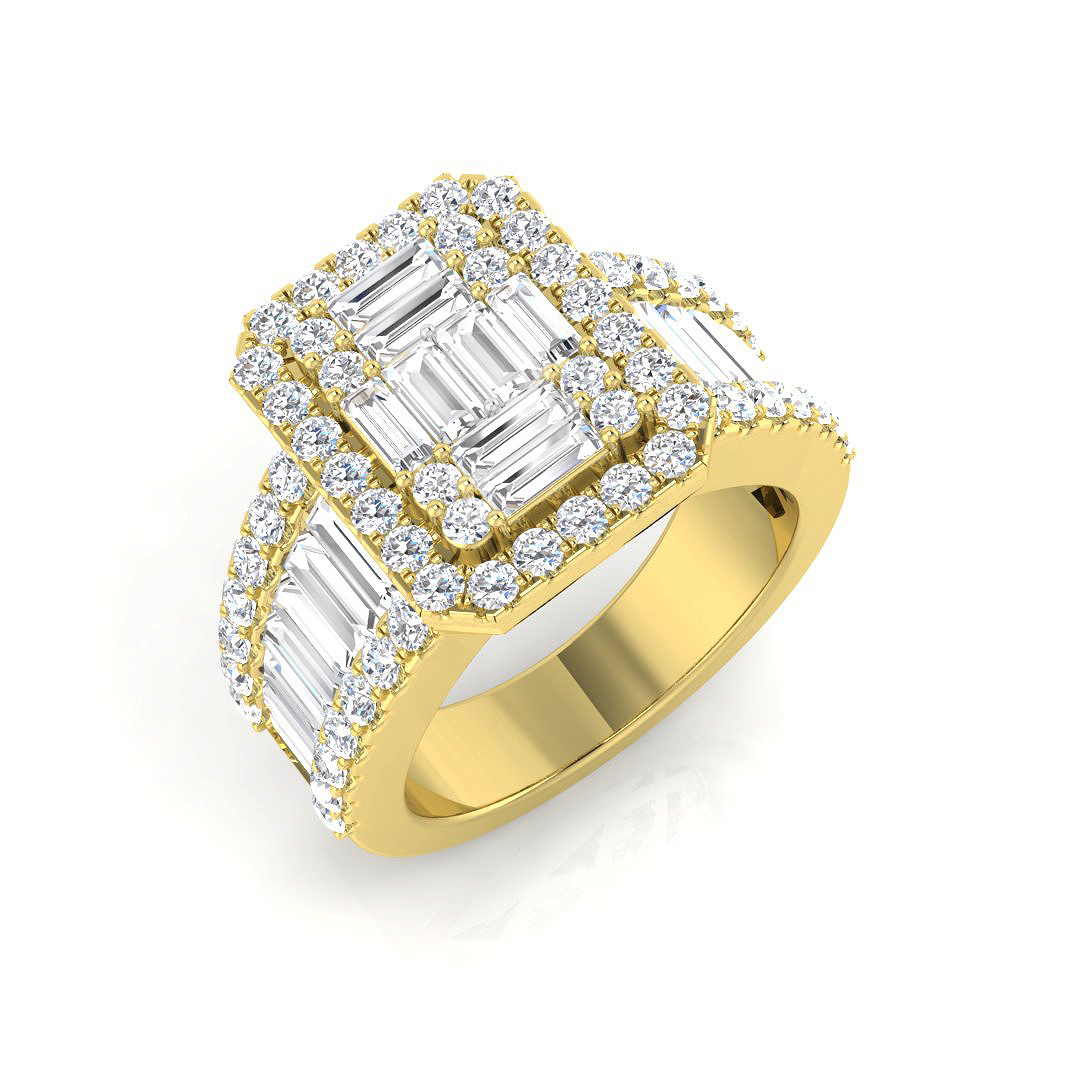 2.3 ct Natural Diamond Baguette Ring