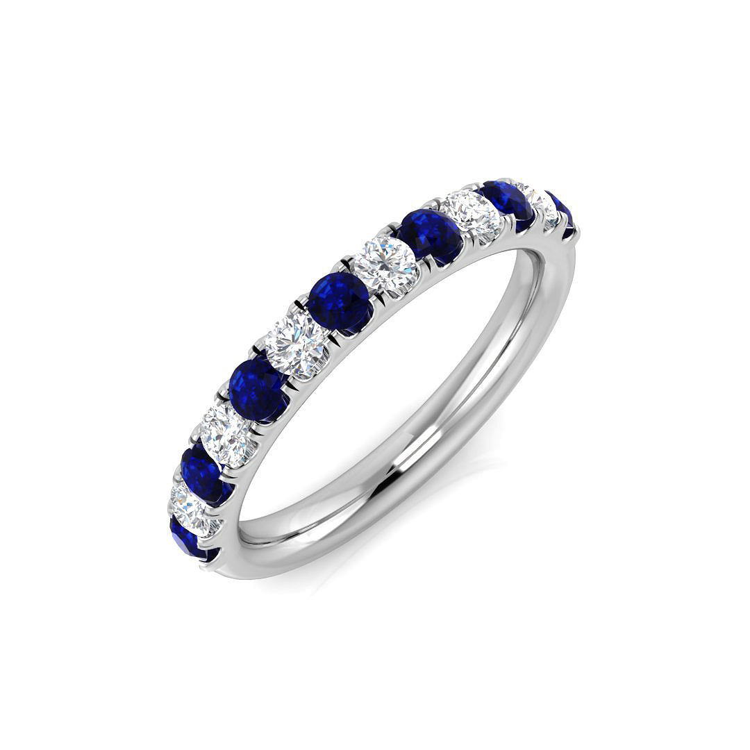 0.6 Ct Blue Sapphire Round Cut  in 9K White Gold