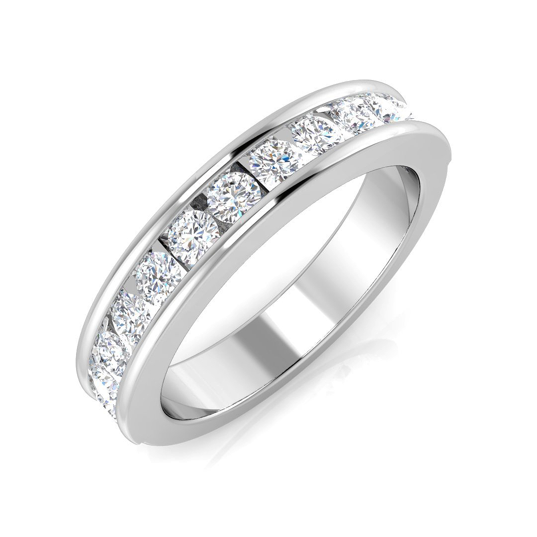 0.65 Ct Natural Diamond Round Cut  in 18K White Gold