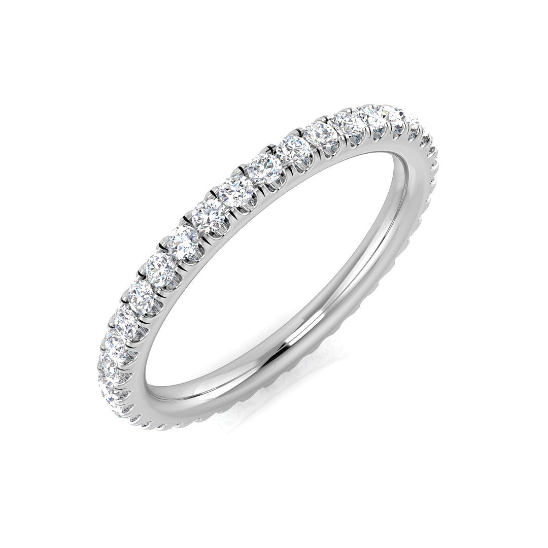 0.5 Ct Natural Diamond Round Cut  in 18K White Gold
