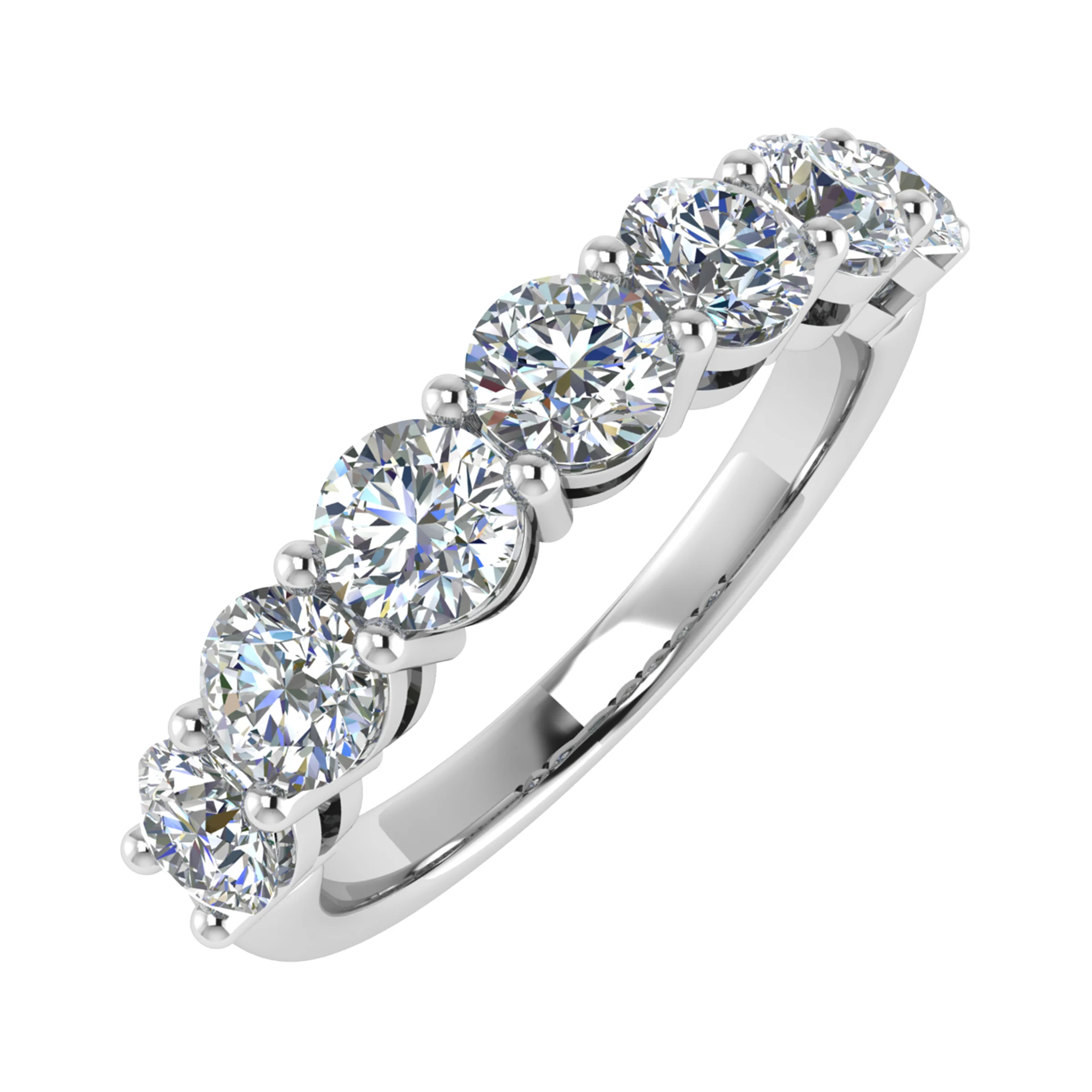 0.25 - 1.75 Carat Round Diamond Seven Stone Anniversary Ring with Shared Claw Set