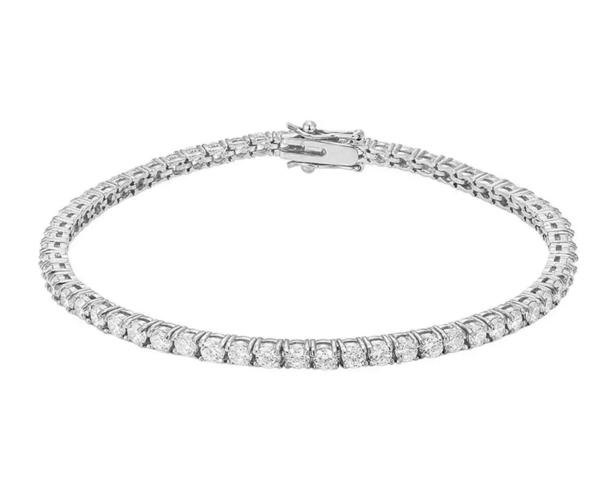 1 Ct Lab-Created Round Cut Stormy Diamond Tennis Bracelets in 9K White Gold