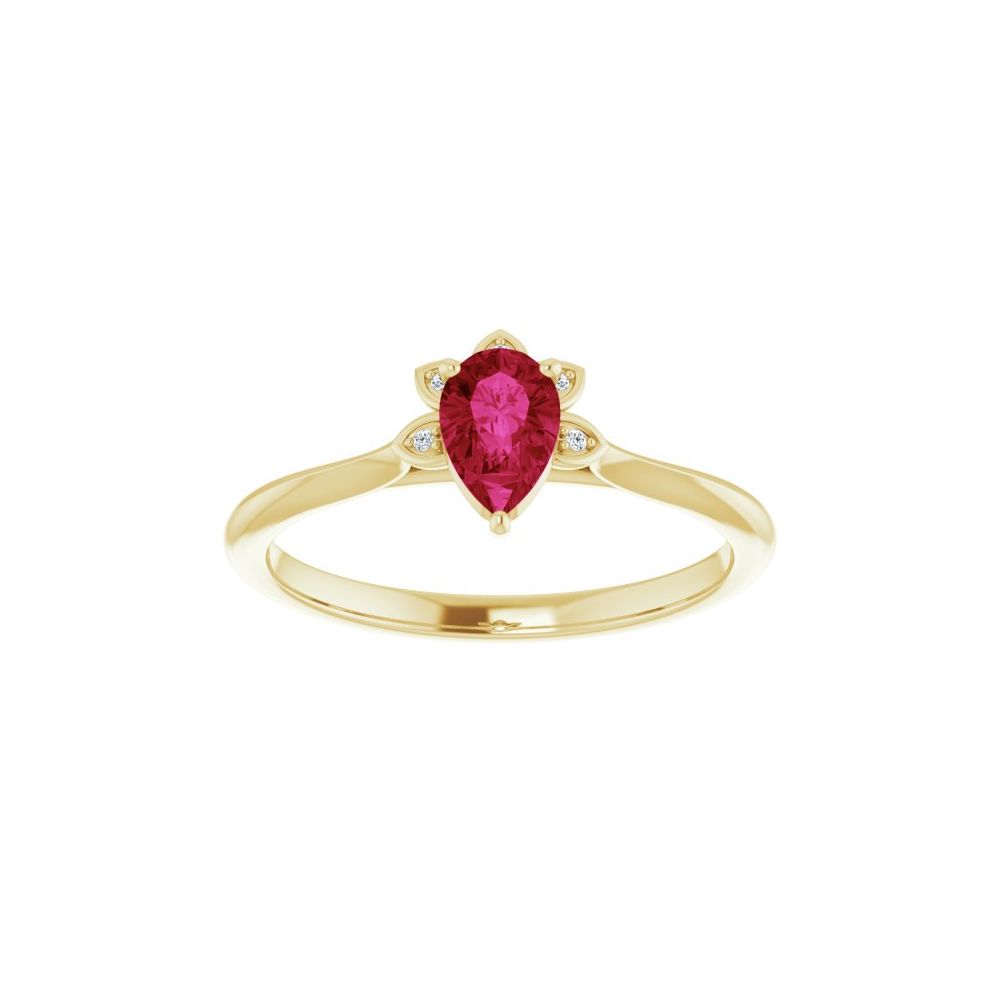 0.35 Ct Natural Ruby Pear Cut Xuri  in 9K White Gold