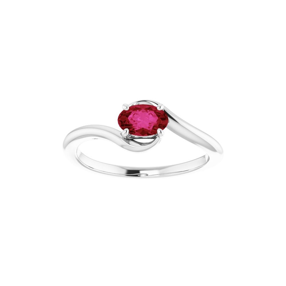 0.6 Ct Lab Grown Ruby Oval Cut Ziah  in 9K White Gold