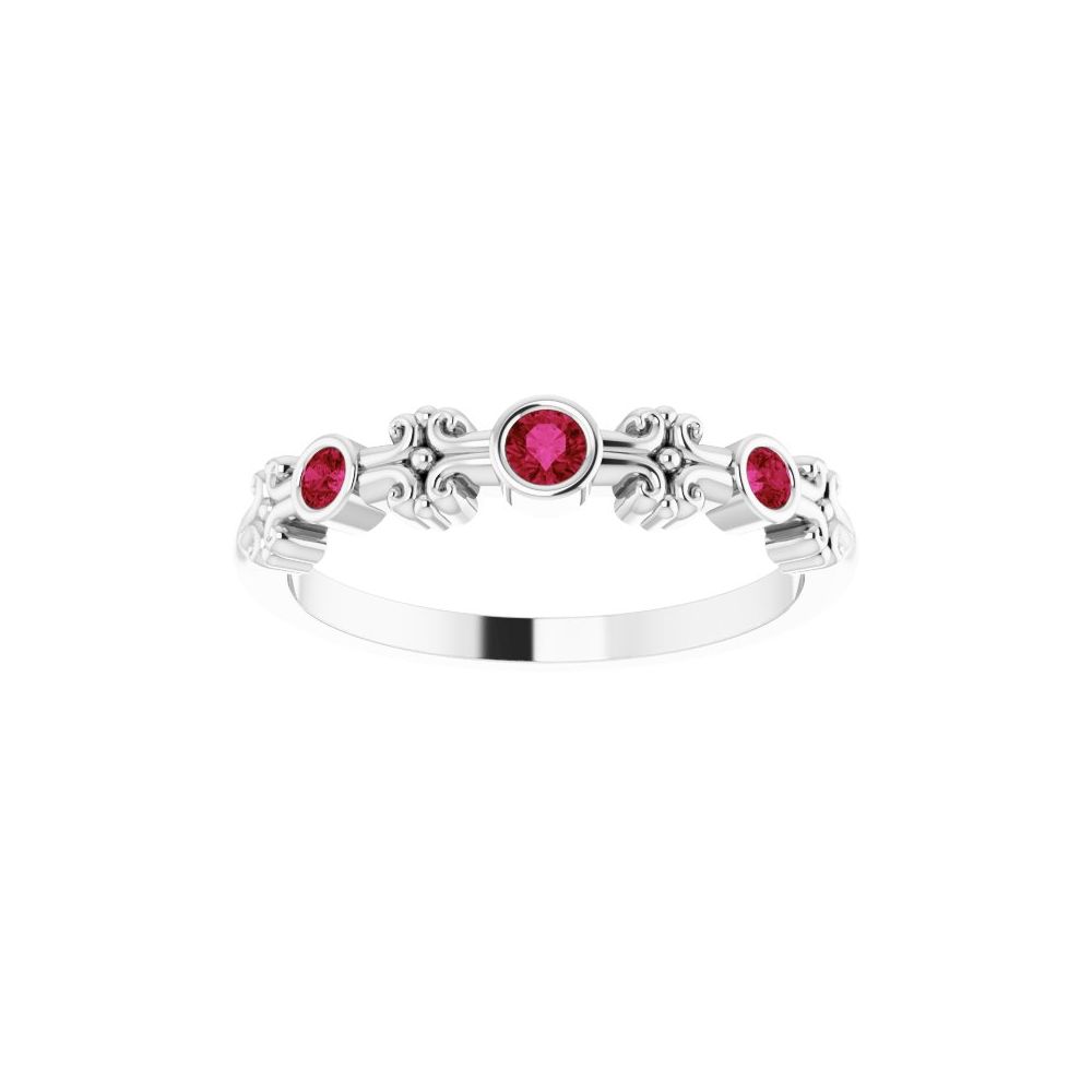 0.2 Ct Lab Grown Ruby Round Cut Zury  in 9K White Gold