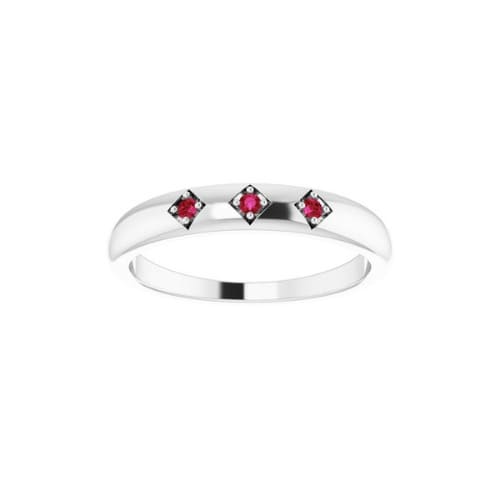 Dovey Natural Ruby 4 Prong  Diamond Ring