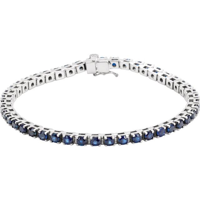 6.1 Ct Blue Round Cut Barzah  Sapphire Bracelets in Silver 925
