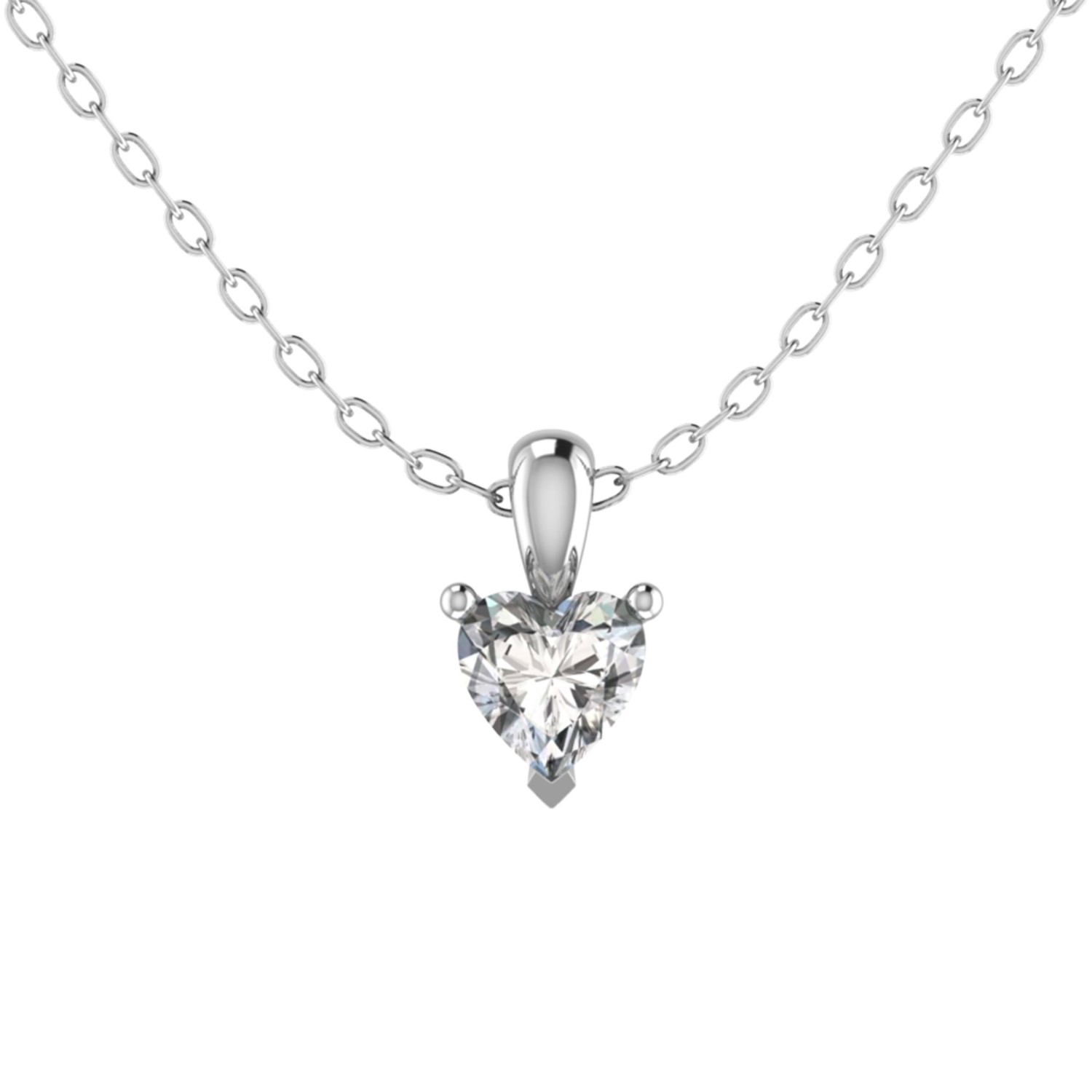 Ruperta Heart Natural Diamond 3 Prong Setting 1.01 ct Necklace