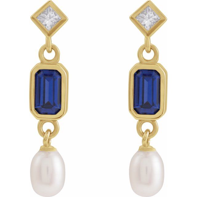 Talie Blue Sapphire  Diamond Earrings