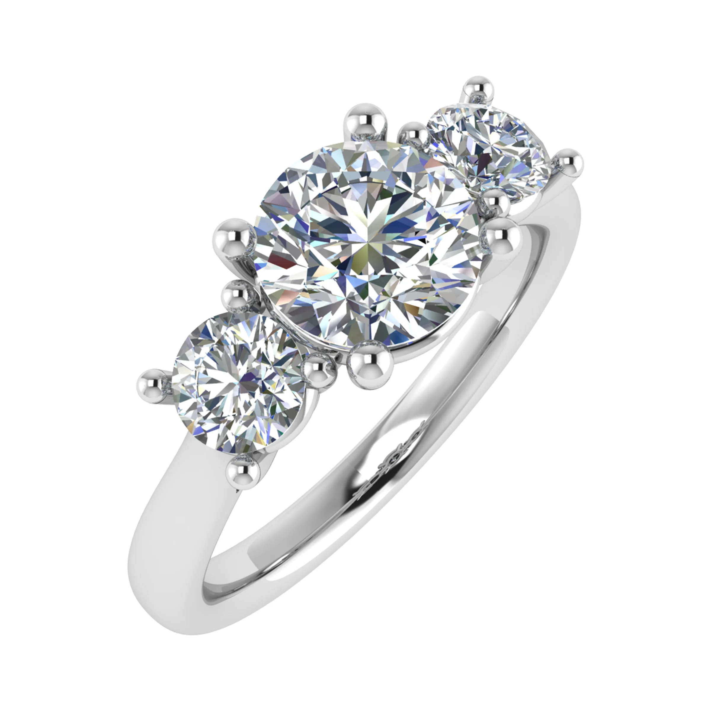0.33 Ct Lab-Created Round Cut Darlina  Trilogy Engagement Diamond Rings in 9K White Gold
