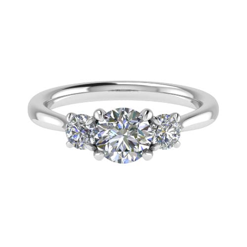 0.33 Ct Lab-Created Round Cut Dyan  Trilogy Engagement Diamond Rings in 9K White Gold