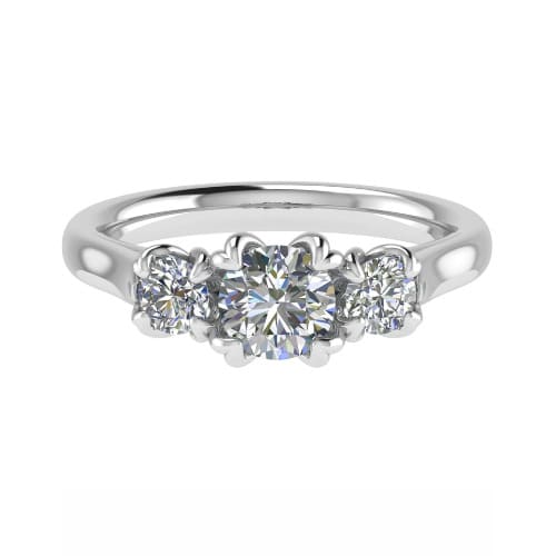 0.33 Ct Lab-Created Round Cut Diondra  Trilogy Engagement Diamond Rings in 9K White Gold