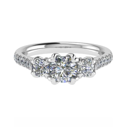 0.5 Ct Lab-Created Round Cut Dorene  3 Stone Ring Diamond Rings in Silver 925