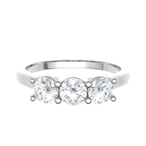 0.5 Ct Lab-Created Round Cut Daca  3 Stone Ring Diamond Rings in 9K White Gold