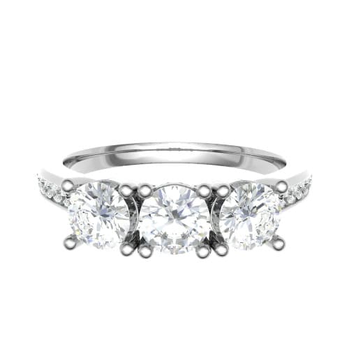 0.75 Ct Lab-Created Round Cut Dagian  3 Stone Ring Diamond Rings in Silver 925