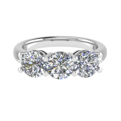 0.33 Ct Lab-Created Round Cut Deniece  Trilogy Engagement Diamond Rings in 9K White Gold