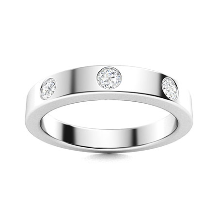 0.05 Ct Natural Round Cut Alvyn Diamond for Men Wedding Rings in 9K White Gold