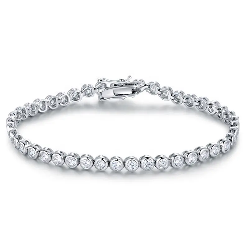 LAB DIAMOND TENNIS BRACELET STERLING SILVER SUNSHINE DIAMOND