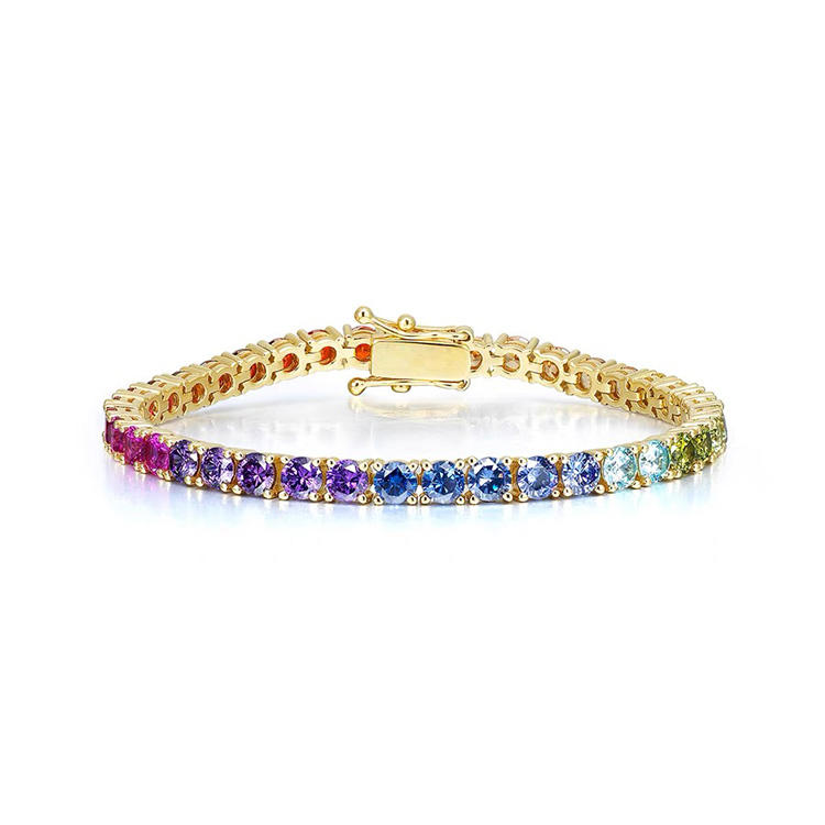 Pellu Rainbow Sapphire Prong Set Diamond Bracelet