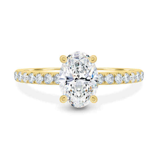 1 Ct Lab-Created Oval Cut Ariena  Halo Diamond Rings in 18K Yellow Gold