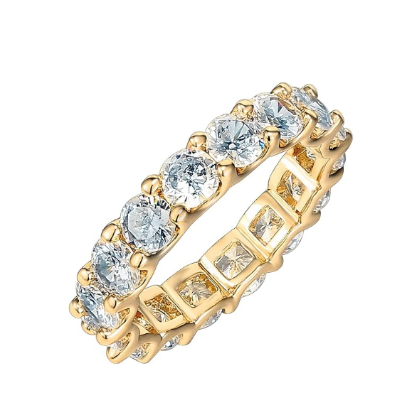 2 Ct Lab-Created Round Cut Cedar  Diamond Rings in 18K Yellow Gold
