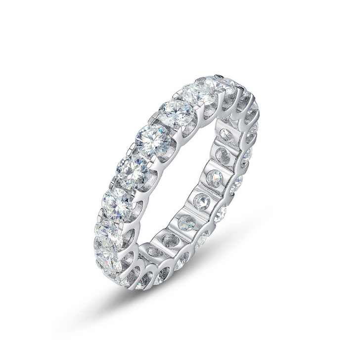 1 Ct Natural Round Cut Evelyn  Diamond Rings in 18K White Gold