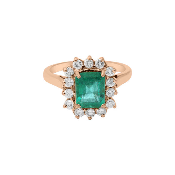 Rosy Emerald  Diamond Ring