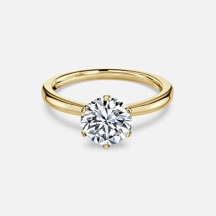 1 Ct Round Cut Smita  Solitaire Diamond Rings in 18K Yellow Gold