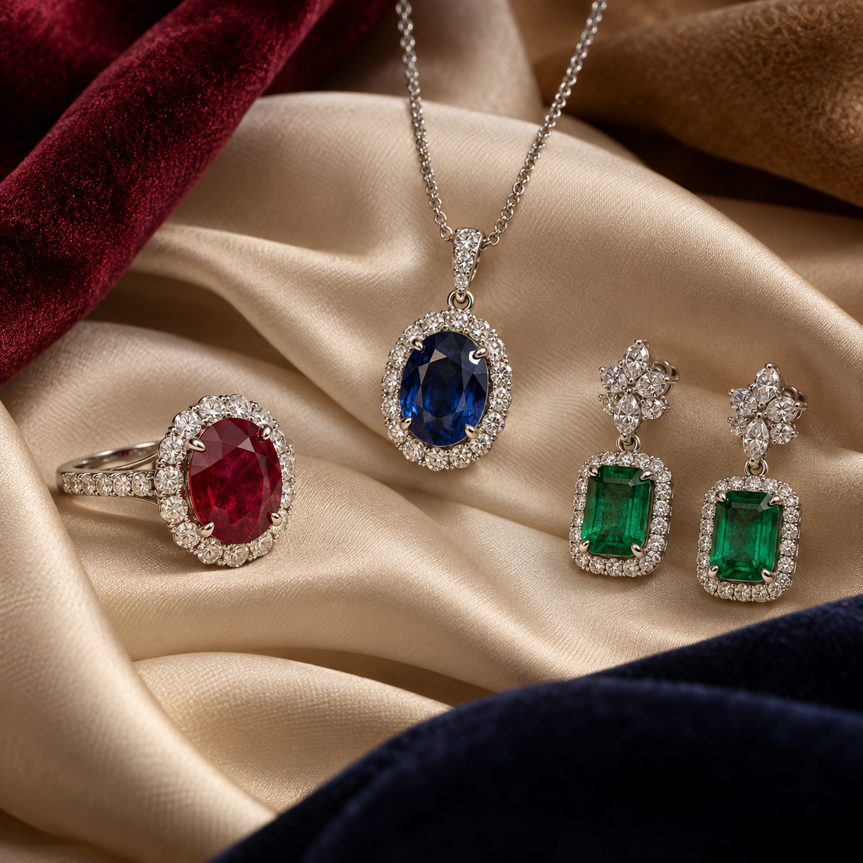  Ruby sapphire and emerald jewellery styled for autumn