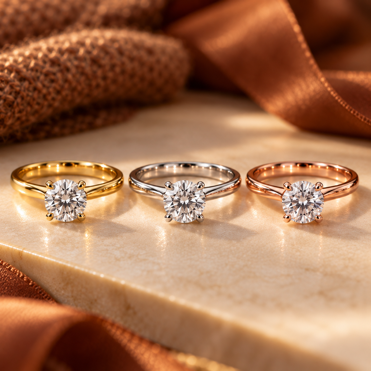 Diamond jewellery in yellow gold white gold rose gold and platinum