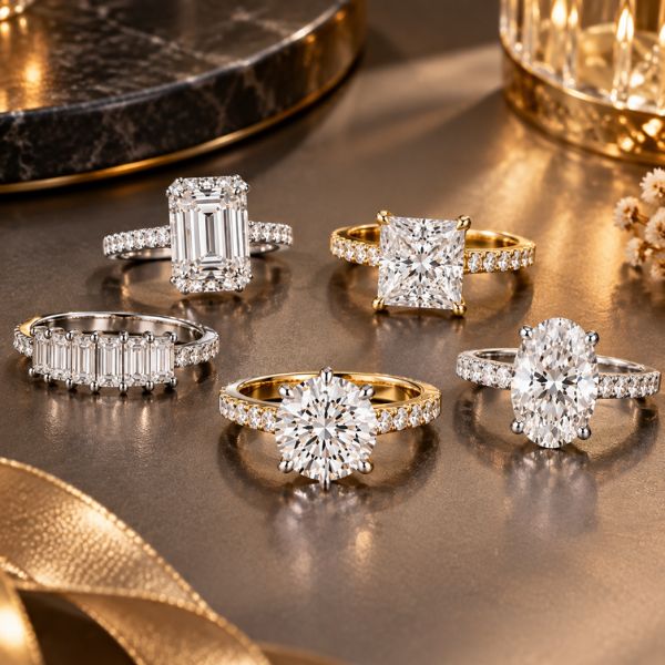 Emerald princess baguette round and oval diamond ring shapes