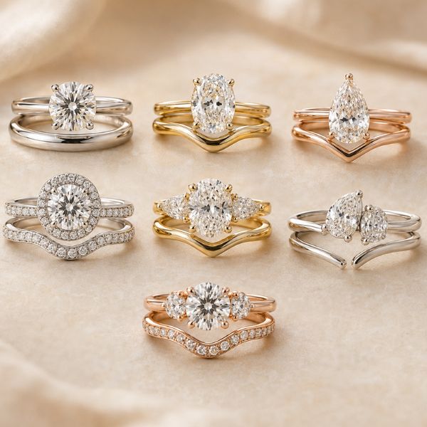 Shaped wedding rings with engagement ring styles — Sunshine Diamonds UK