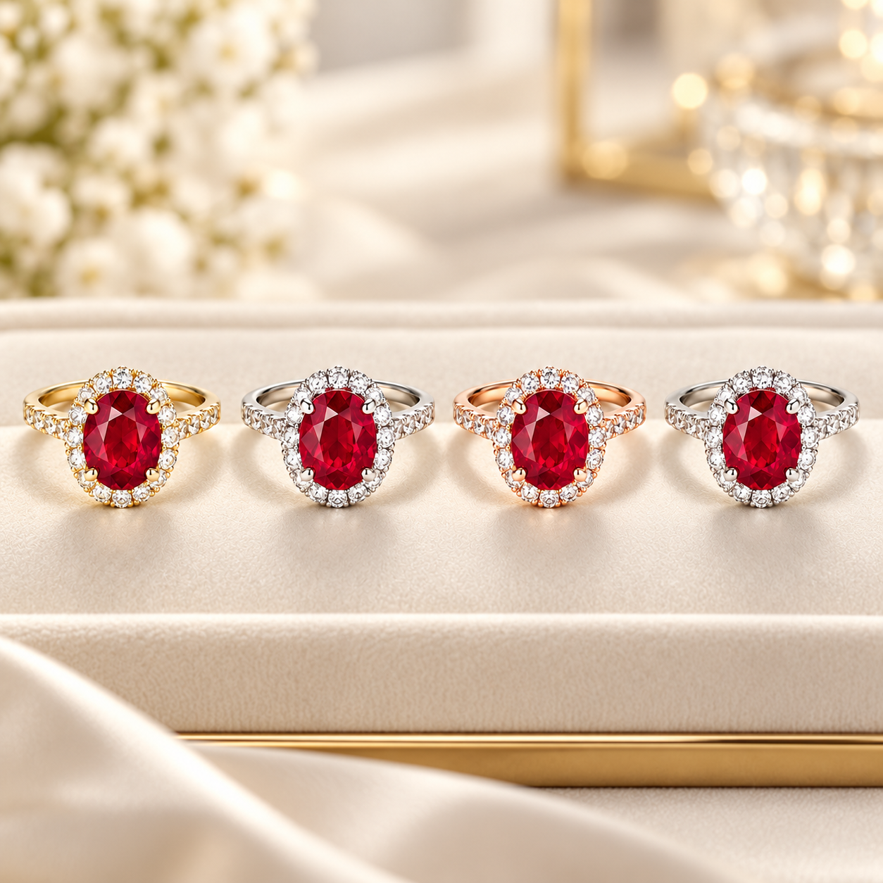 Ruby jewellery in yellow gold white gold rose gold and platinum