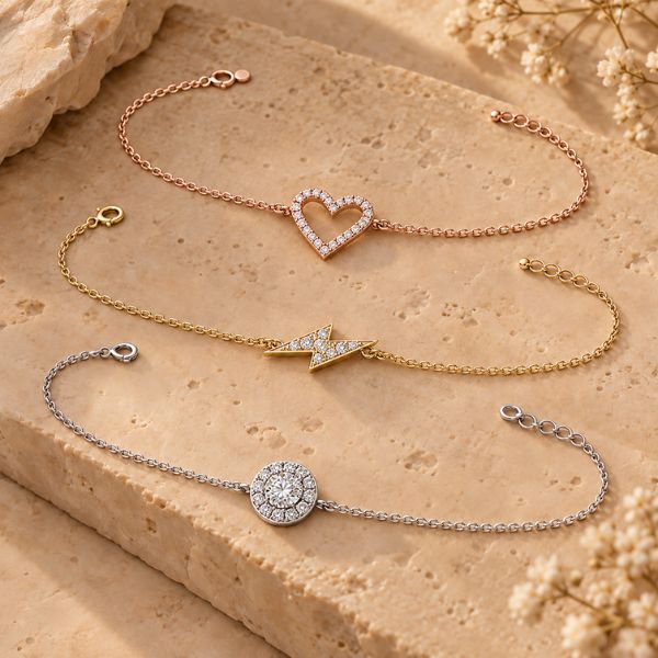 Diamond friendship bracelets with heart star and geometric motifs