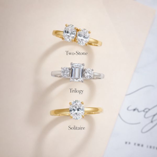 two-stone-engagement-rings-guide-uk-Solitaire-twostone-threestone-rings-different — Sunshine Diamonds UK